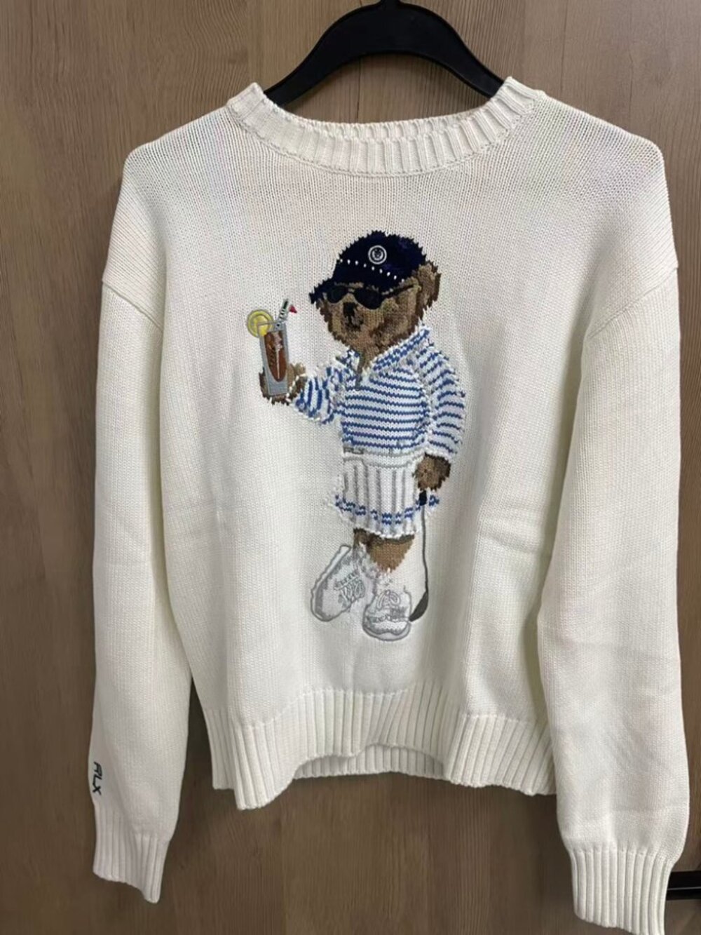 Polo Ralph Lauren Golf Teddy Bear Cream Crewneck Knit Sweater Unisex